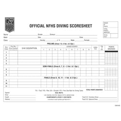 Swimming Diving Scoresheets (pads of 100)