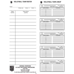 Volleyball Team Rosters & Lineup Sheets(100 sheets per pad)