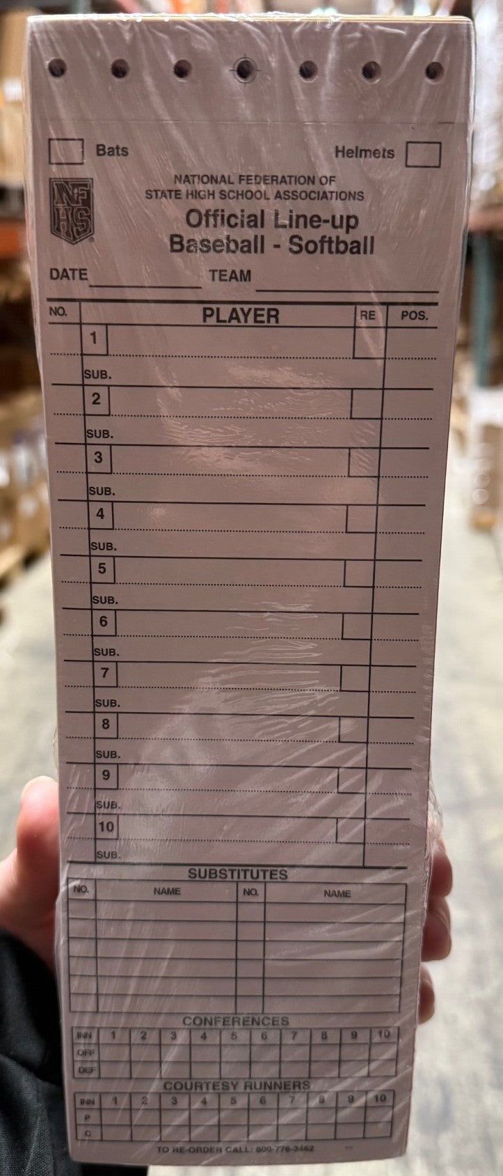 Baseball/Softball Lineup Sheets (100 sheets)